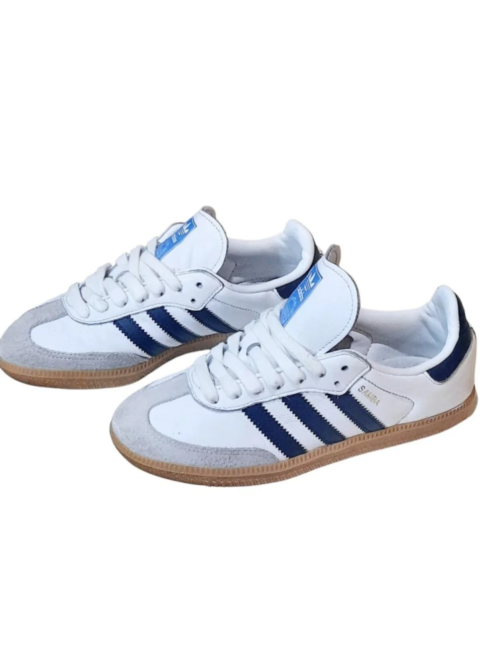 Adidas Samba OG leather Shoes- White/ Night lndigo (1F3814) Womens size 5
